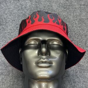 Bucket Hat - Flames, Novelty Hat, Reversible, Hippie Hat Guy Fieri Inspired Rare